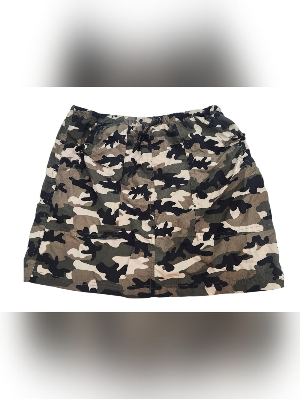 Honey & Sparkle Girls Small Layered Camo Cargo Skirt Toggle Drawstring Sz Sm